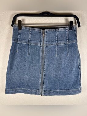 Free People Denim Skirt 28 Front Zip We The Free Festival Western Rodeo Boho